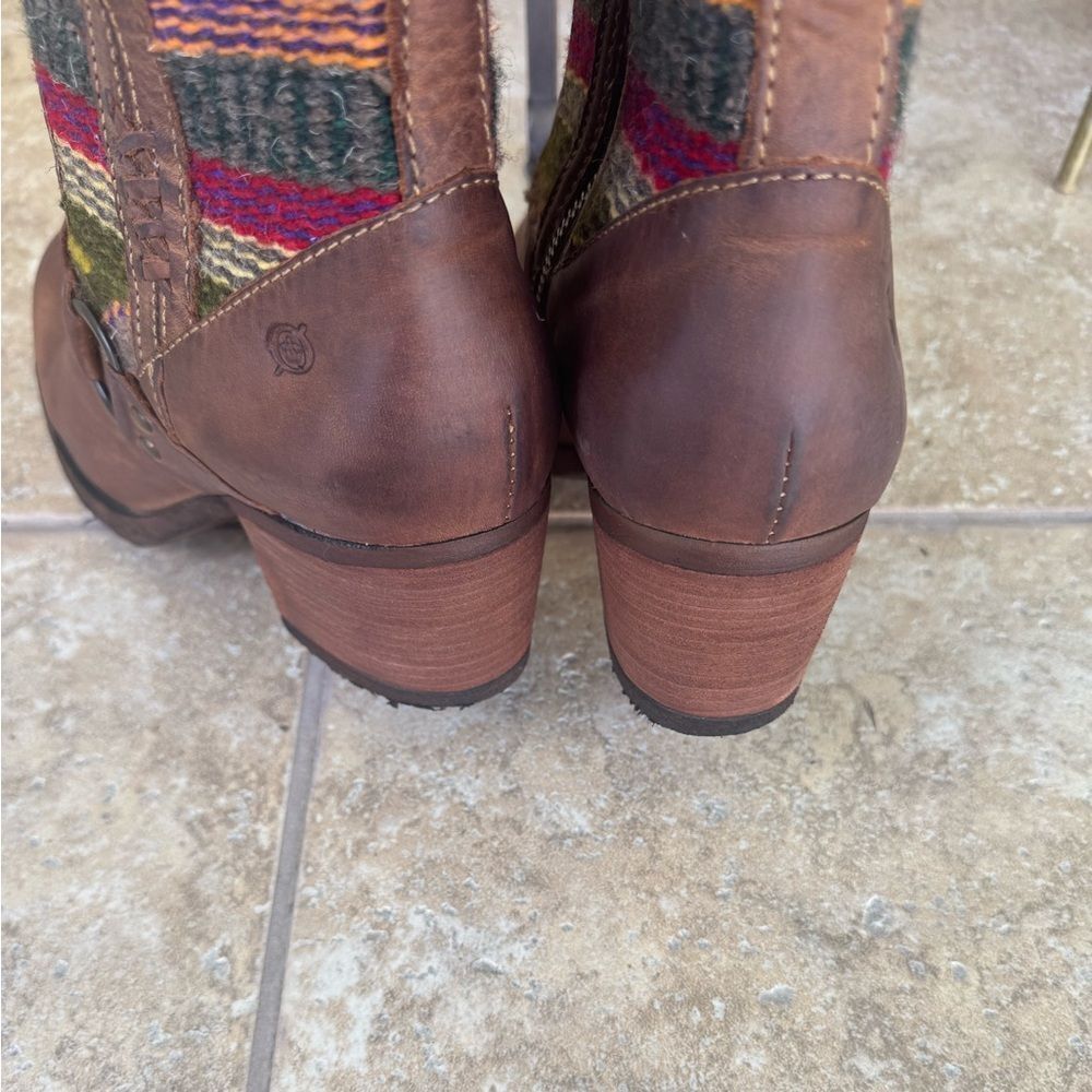 Börn Brown Leather Southwest Fabric Aztec lo boot 
Size zip sz 11 - Picture 4 of 9
